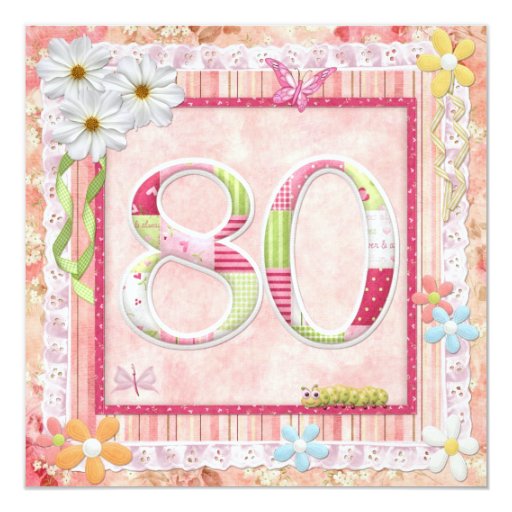 80th birthday party scrapbooking style card Zazzle