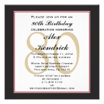 80th Birthday Party Square Invitation
