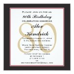80th Birthday Party Square Invitation