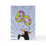 80th Birthday - Penguin Surprise Card