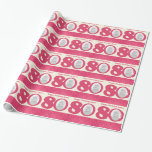 80th Birthday photo fun cream pink wrapping Gift Wrap