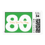 80th birthday postcard stamps - in green