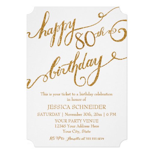 80th, Eightieth Birthday Party Celebration Custom Invite
