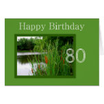 80th Happy Birthday Cat Tails on Pond Cards