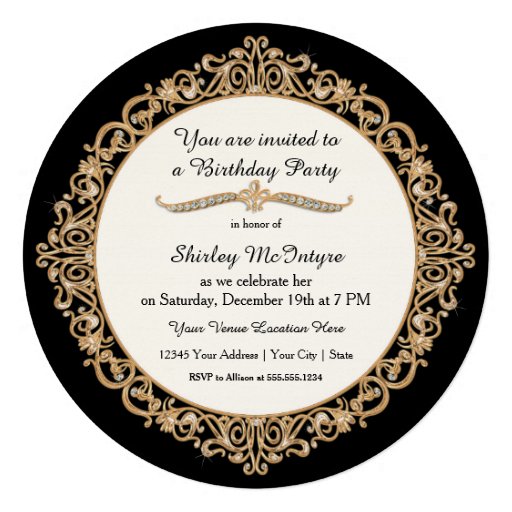 80th Happy Birthday Party Celebration Round Invite Invite