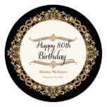 80th Happy Birthday Party Celebration Round Invite Invite