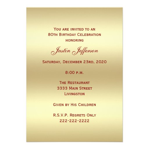 80th Photo Birthday Party Invitation - Burgundy 80