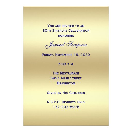 80th Photo Birthday Party Invitation - Navy 80