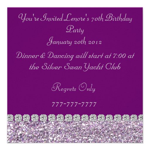 80th PURPLE BLING Birthday Party Invitation