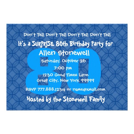 80th SURPRISE Birthday Modern Blue Circles W489 Card