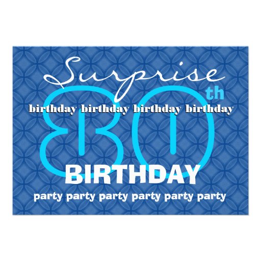 80th SURPRISE Birthday Modern Blue Circles W489 Card (front side)