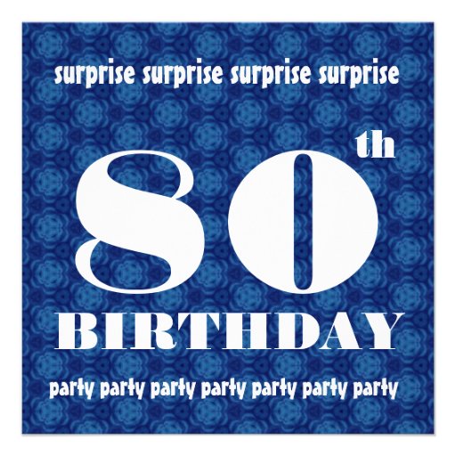 80th SURPRISE  Birthday Party Blue White W1888 Personalized Invite