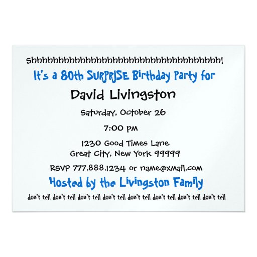 80th SURPRISE Birthday Party Invitation Template