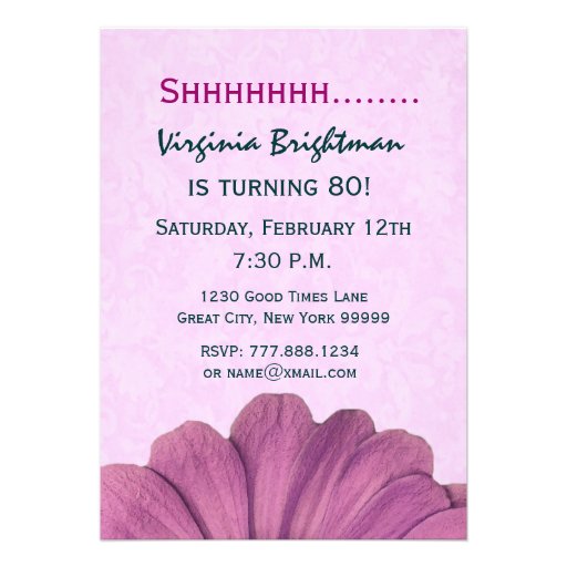 80th Surprise Birthday Pink Daisies E003 Personalized Invitation