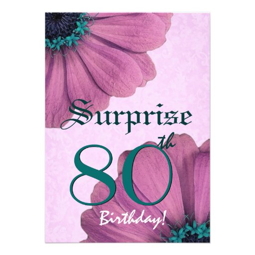 80th Surprise Birthday Pink Daisies E003 Personalized Invitation
