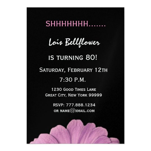 80th Surprise Birthday Pretty Pink Daisy Metallic Invitation