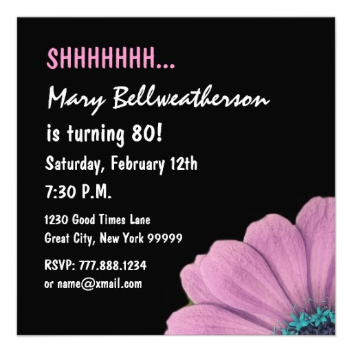 80th Surprise Birthday Pretty Pink Daisy R492 Invite