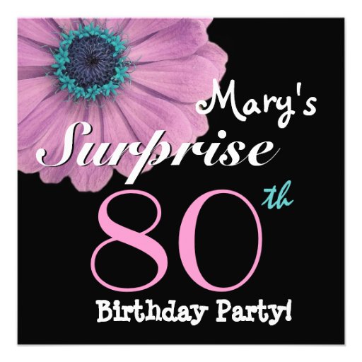80th Surprise Birthday Pretty Pink Daisy R492 Invite (front side)