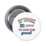 80th year birthday designs button