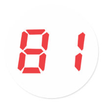 81 eighty-one red alarm clock digital number stickers