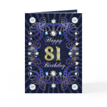 81st birthday card with masses of jewels