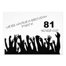 81st party invitation with cheering crowds