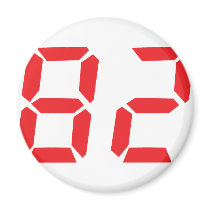82 eighty-two red alarm clock digital number magnets