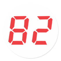 82 eighty-two red alarm clock digital number stickers