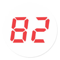 82 eighty-two red alarm clock digital number stickers