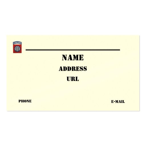 82nd Airborne Division vets patch business Card (front side)