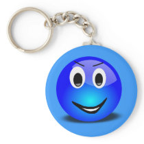 83-Free-3d-Grinning-Blue-Smiley-Face-Clipart-Illus Key Chain