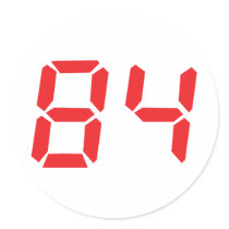 84 eighty-four red alarm clock digital number stickers