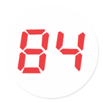 84 eighty-four red alarm clock digital number stickers