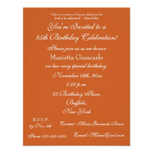 85 Beautiful Years!-Birthday/Yellow Rose Bouquet Personalized Invite