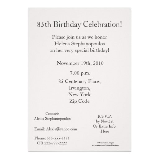 85 Birthday Celebration/Elegant White Floral Personalized Announcement