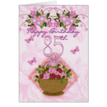 85o Señora del cumpleaños, rosas y flores especial Felicitacion