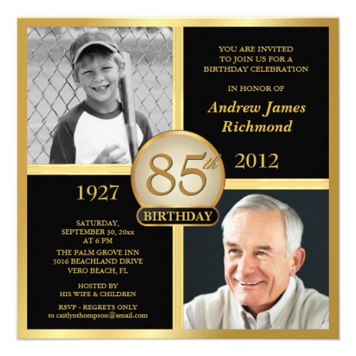 85th Birthday Invitations Then & Now Photos