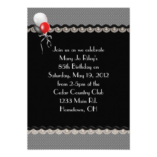 85th Birthday Party Invitation