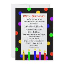 85th Birthday Party Invitation -- Candles and Dots