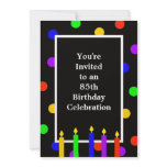 85th Birthday Party Invitation -- Colorful Candles