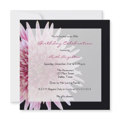 85th Birthday Party Invitation -- Gerbera Daisy by henishouseofpaper