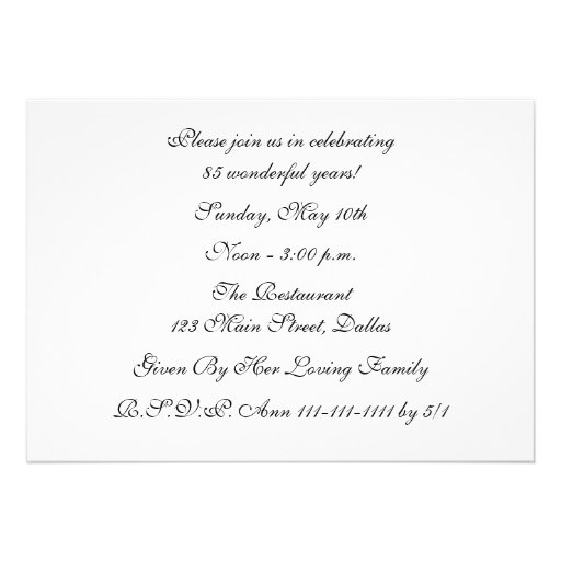 85th Birthday Party Invitation -- Gorgeous Floral