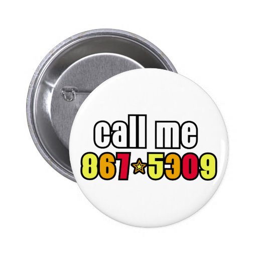 867-5309 PINBACK BUTTONS