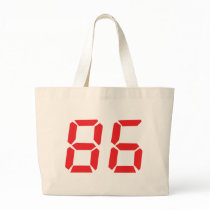 86 eighty-six red alarm clock digital number canvas bags
