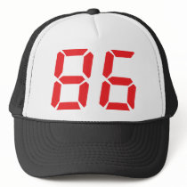 86 eighty-six red alarm clock digital number trucker hats