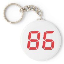 86 eighty-six red alarm clock digital number key chains