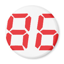 86 eighty-six red alarm clock digital number fridge magnet