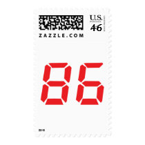86 eighty-six red alarm clock digital number stamp