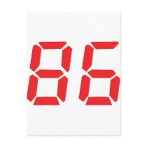 86 eighty-six red alarm clock digital number postcards