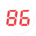 86 eighty-six red alarm clock digital number sticker